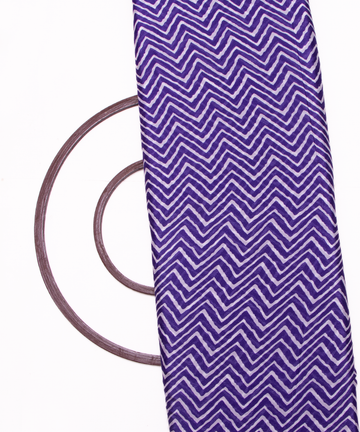 Purple Colour Digital Zig Zag Print Viscose Chinon Silk Fabric